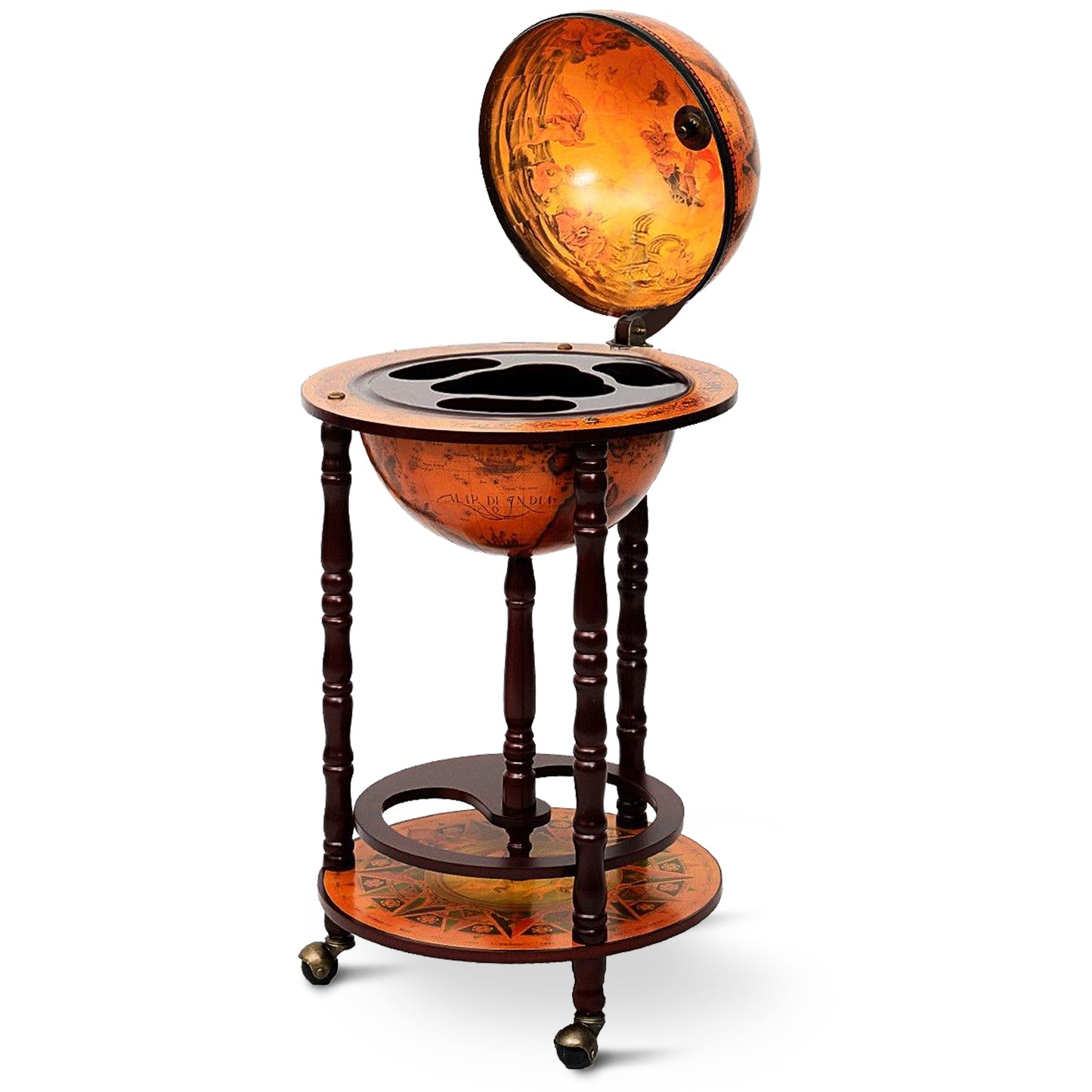 16th Century Wood Globe Wine Bar Stand - Elegant Design