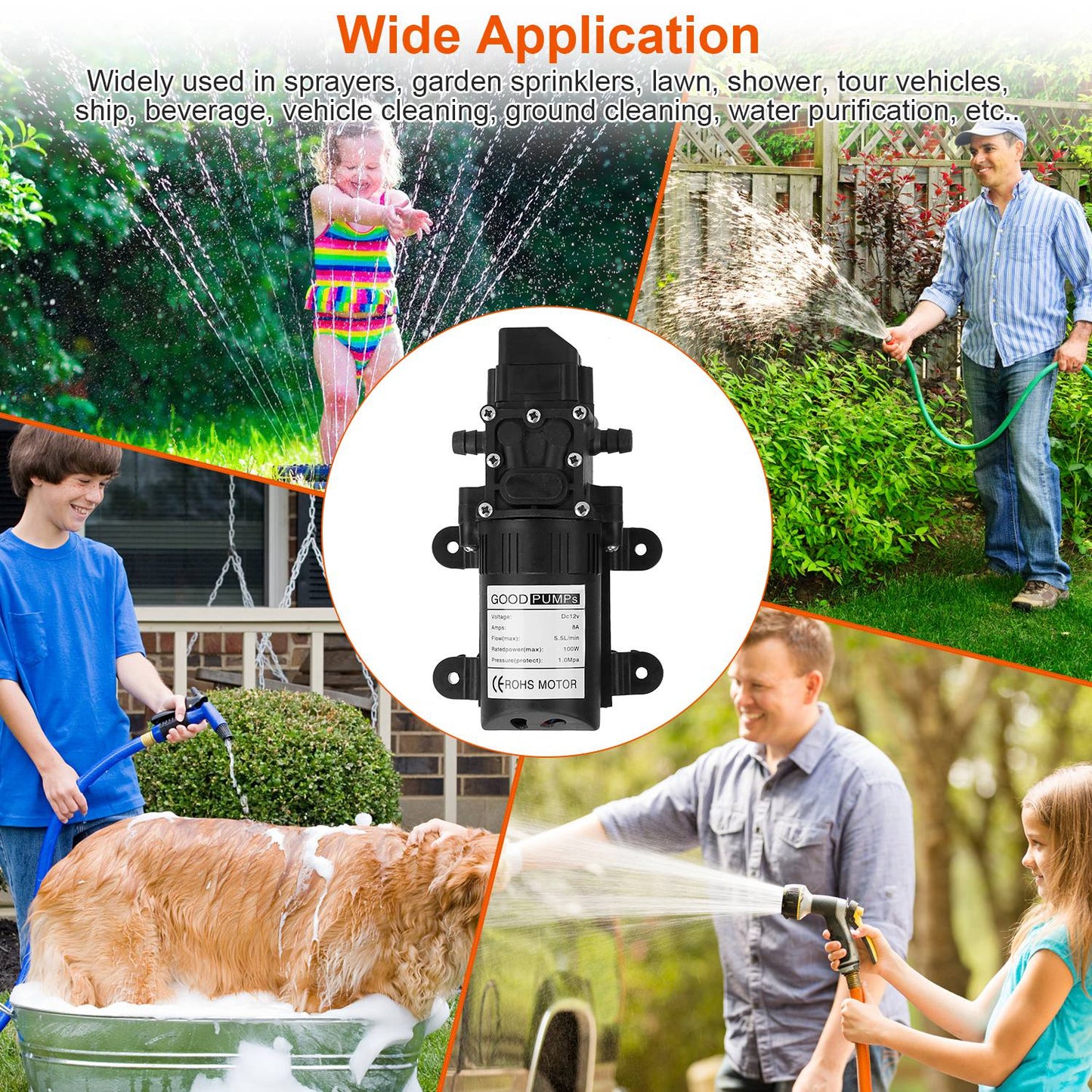 12V Water Pump for Garden Irrigation and Marine Use - Self-Priming Diaphragm