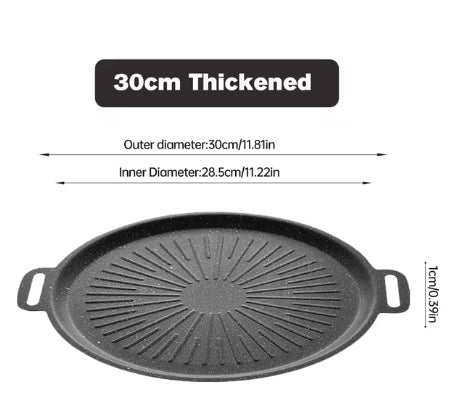 Non-Stick Pot for Rice and Grilling - Wheat Stone Barbecue Plate, 30-34cm
