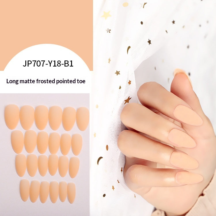 Women’s Solid Color Frosted Matte False Nails with Starry Sky Design
