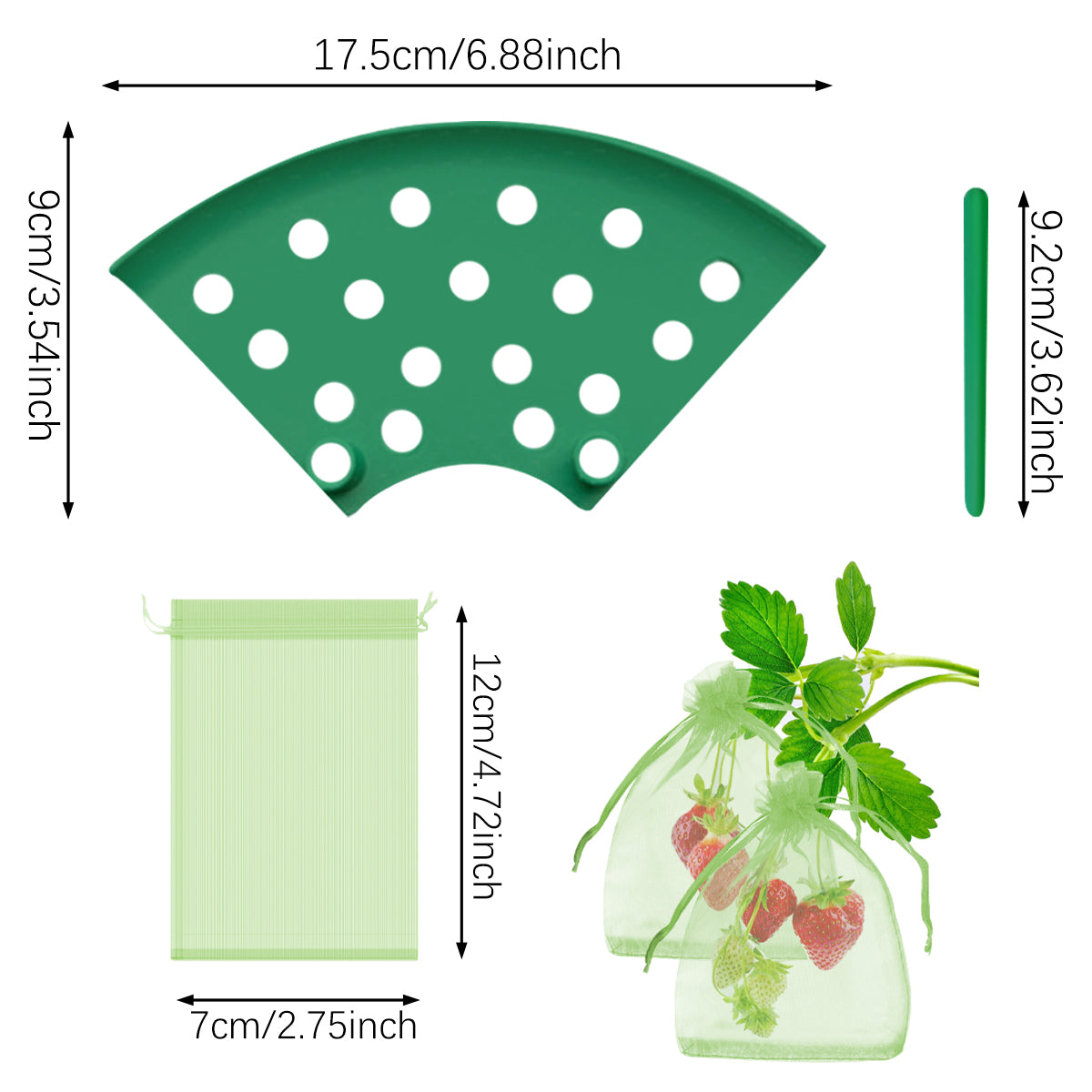 8 Pack Strawberry Plant Supports with Bags Garden Supports Green