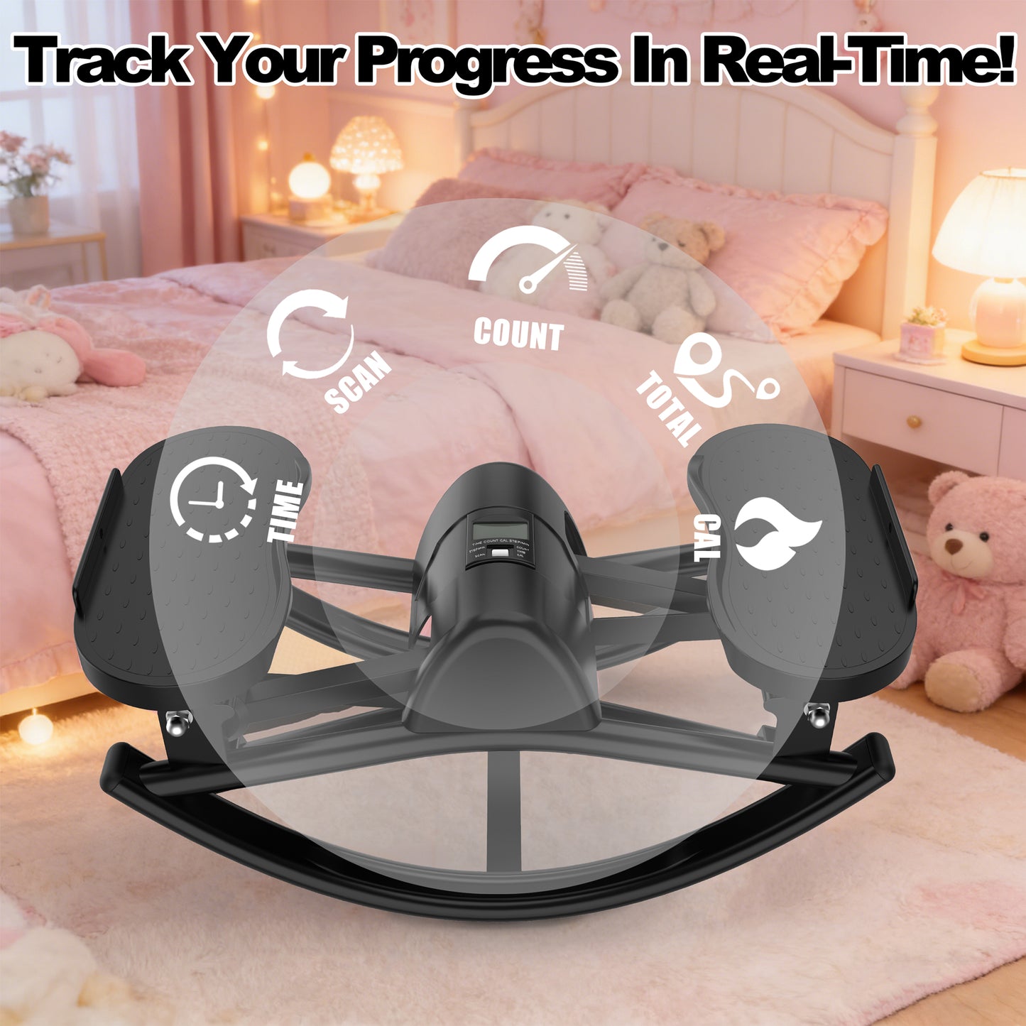 Lateral Stepper Machine with Resistance Bands and LCD Monitor