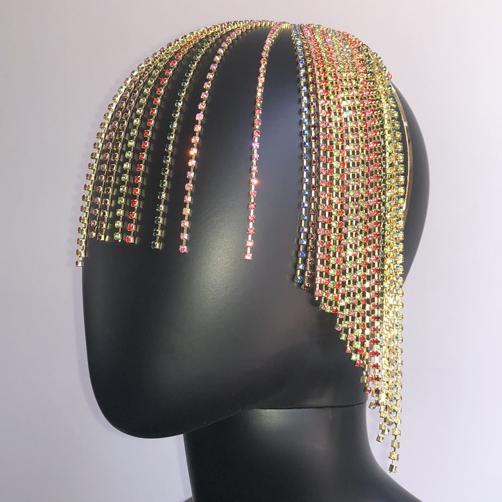 Rainbow Fringed Headband with Diamonds