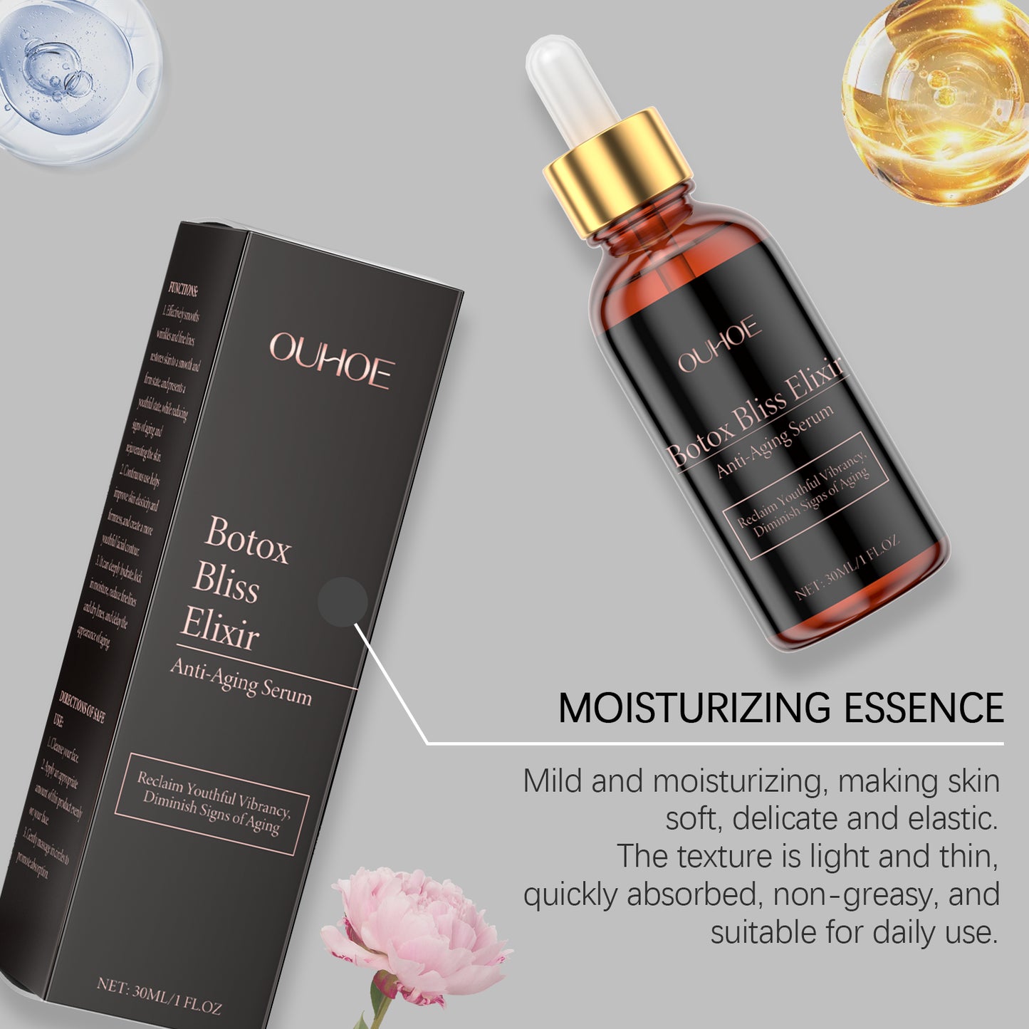Hydrating Facial Serum with Hyaluronic Acid - Anti-Aging Skin Smoothing