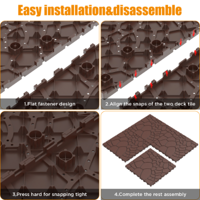 Interlocking Deck Tiles 44 Pack Waterproof Outdoor Patio Flooring 12x12 Square