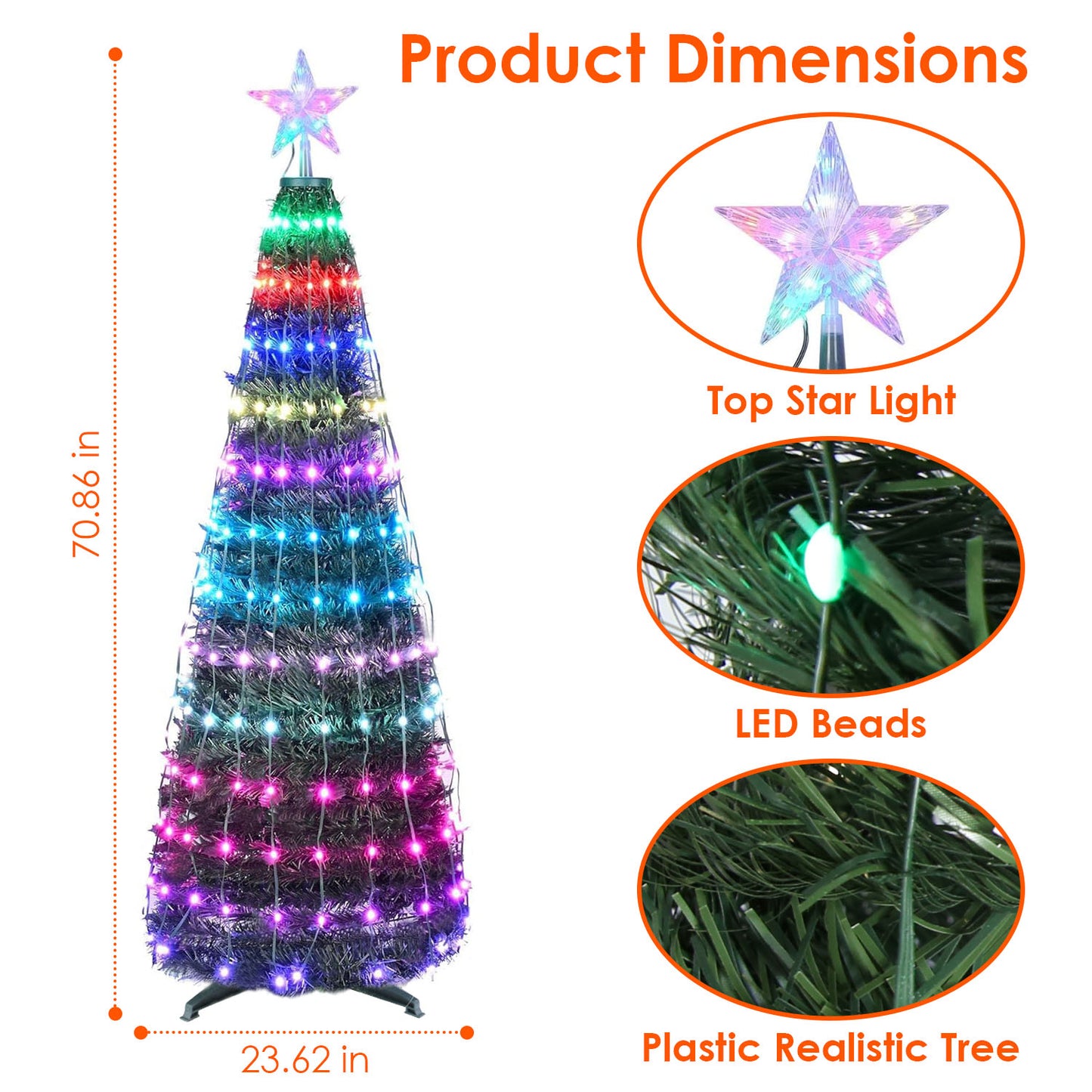 Collapsible Christmas Tree Lights with Remote Control - Multi-Color Options