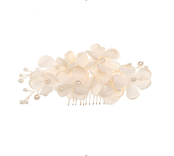 Bride Flower Pearl Hair Comb for Wedding