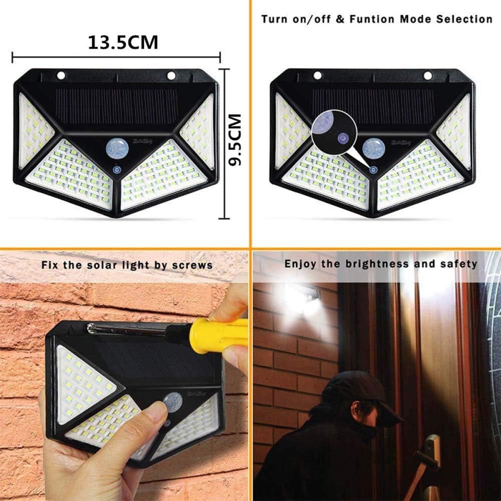 Outdoor Solar Motion Sensor Wall Lights 2-Pack Waterproof Security Lamps