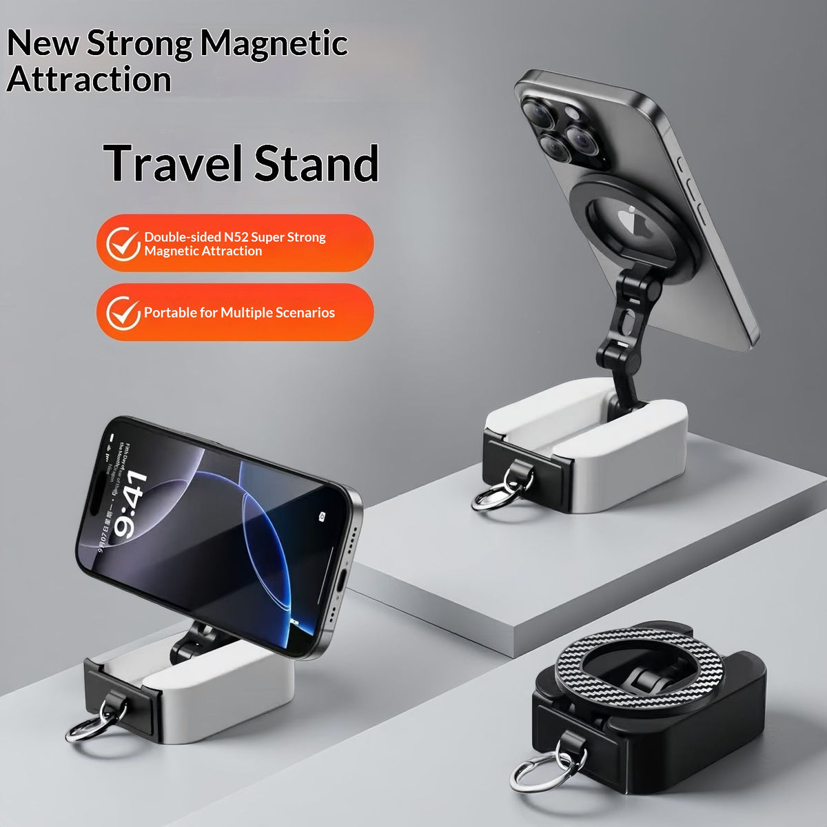 Lazy Portable Rotating Foldable Stand for Home & Office Use - Black & White