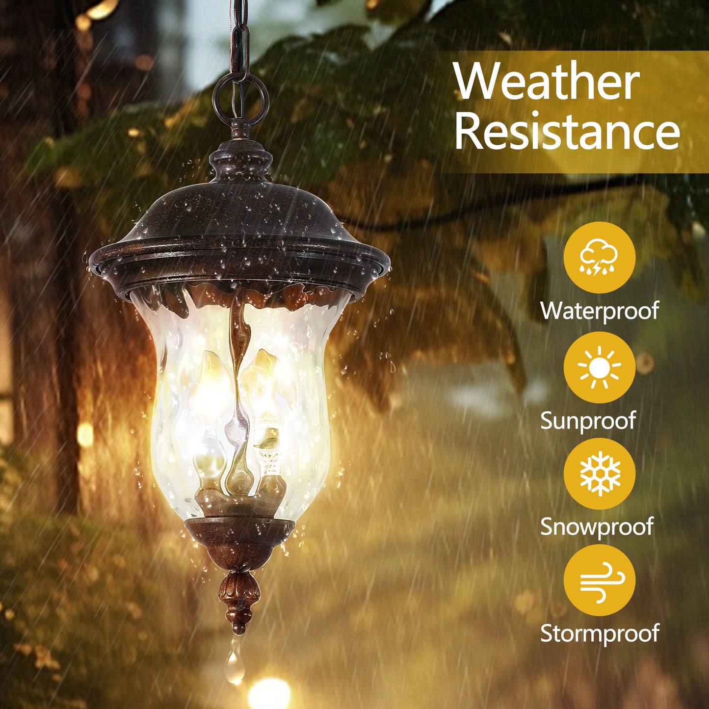 Rustic Outdoor Hanging Lantern - Weatherproof Vintage Pendant Light