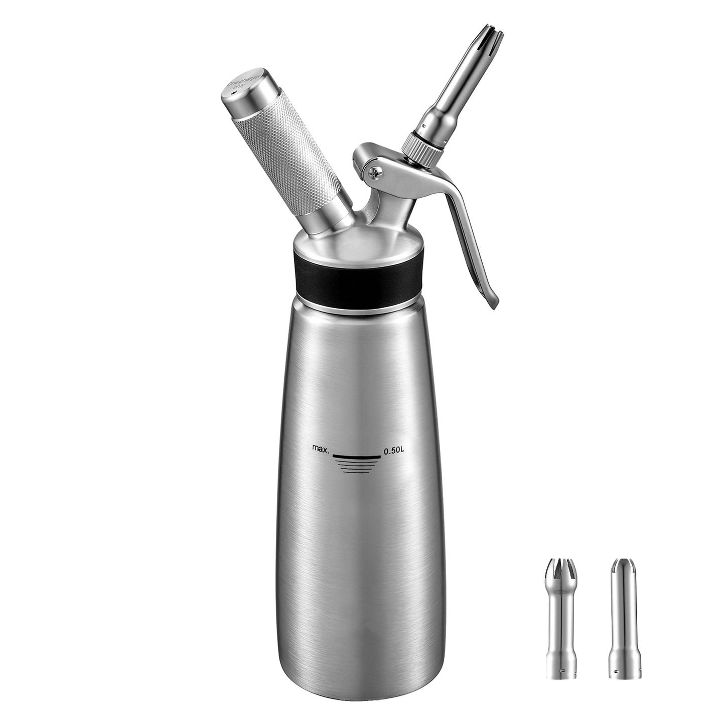 304 Stainless Steel Whipped Cream Dispenser 500ml with Nozzles & Brush