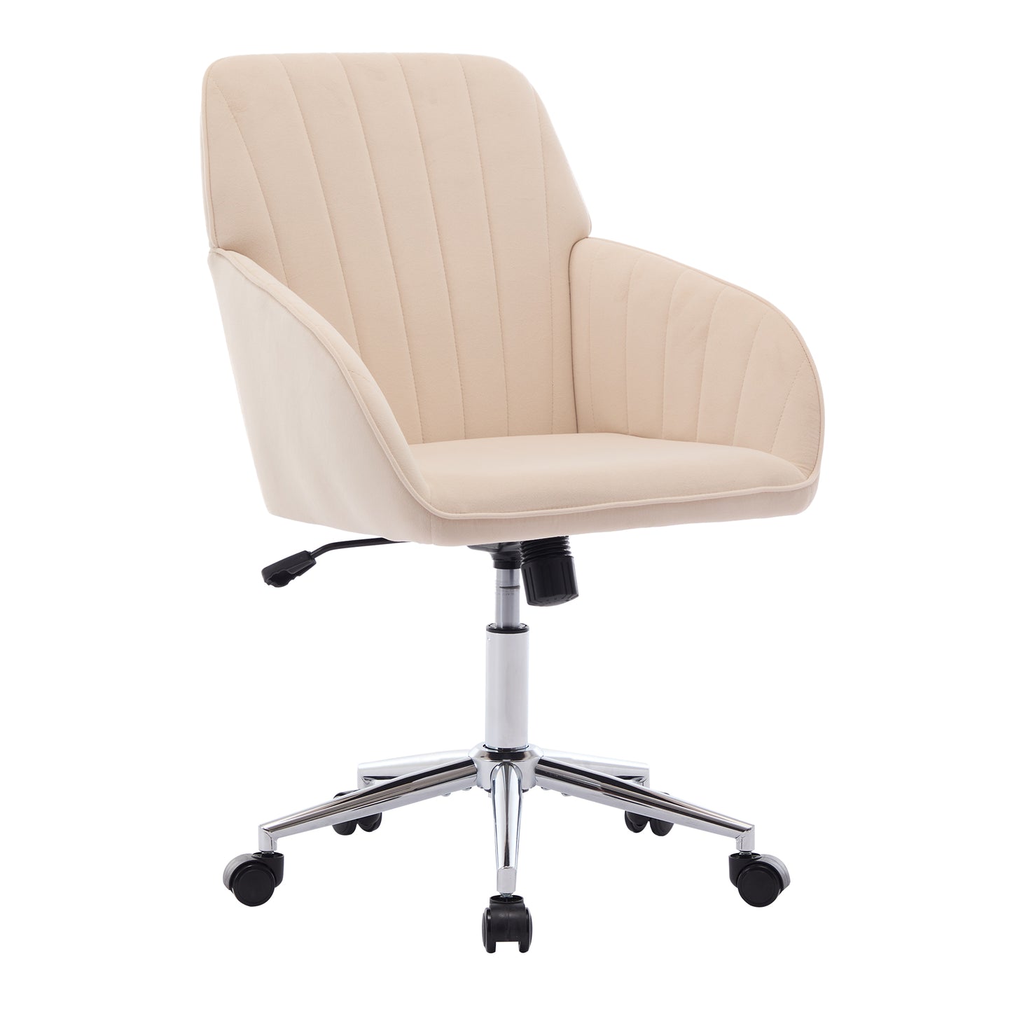 Ergonomic Adjustable Office Chair - Khaki Velvet Swivel Seat