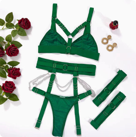 Adjustable Lace Lingerie Set with Waist and Leg Loops