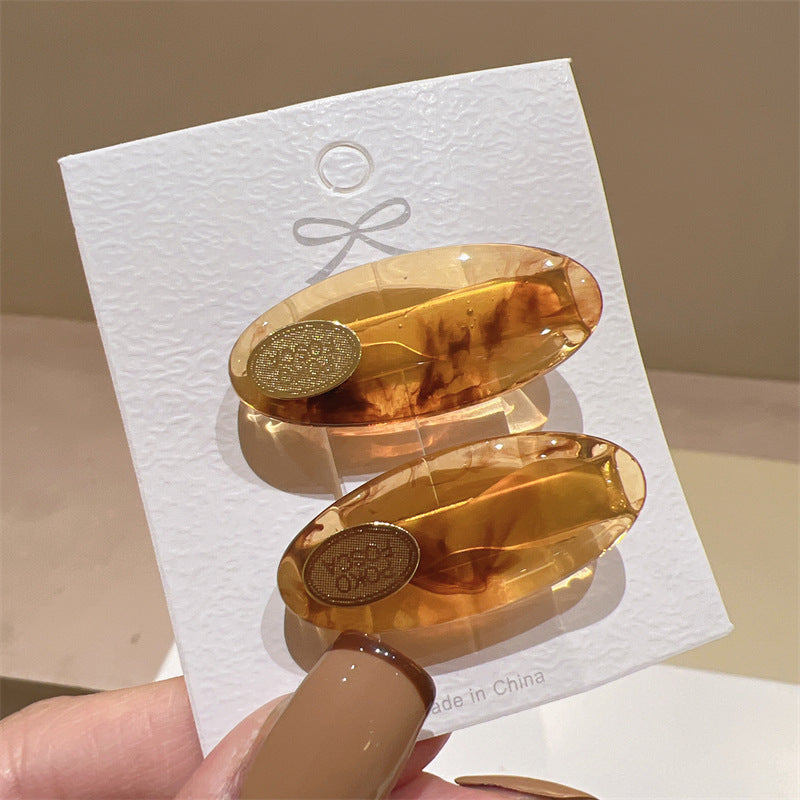 Oval Acetate Duckbill Hair Clip - 2 Piece Set