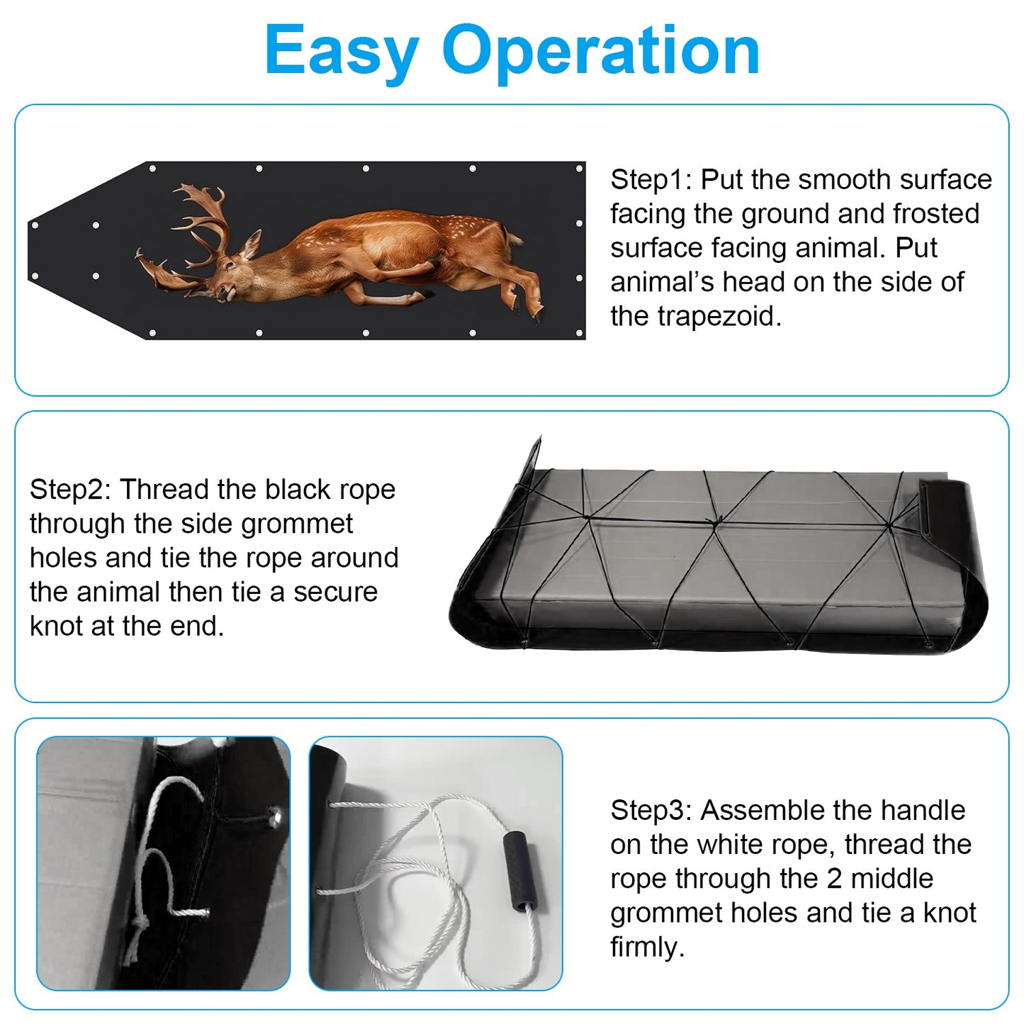 Deer Drag Sled with Handle - Heavy Duty Hunting Gear