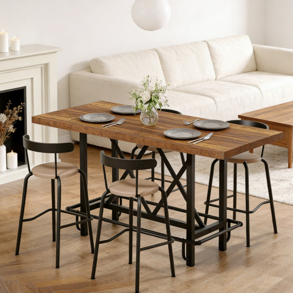 Spacious 6-Seater Dining Table - Modern Rustic Design