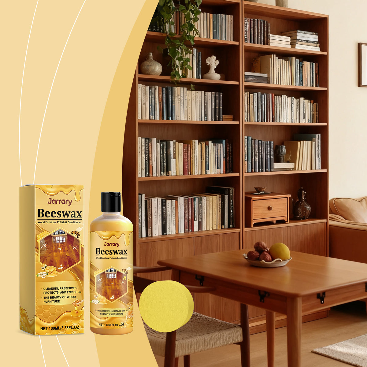 Beeswax Wood Polishing Agent - 100ml Bottle for Furniture & Wood Care