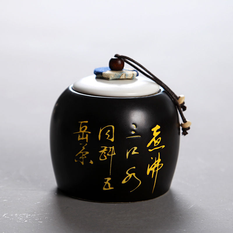 Ceramic Tea Pot Small Airtight Storage Jar - Purple Sand, 10x9cm
