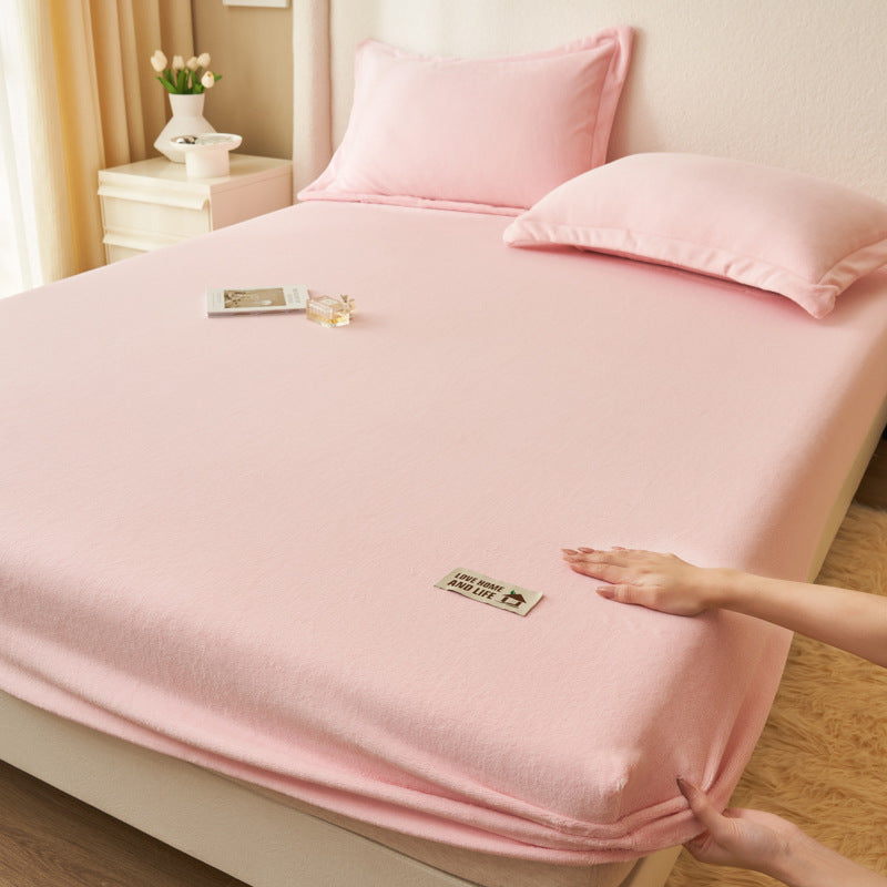 Fleece-Lined Bedspread and Mattress Cover for Single & Double Beds