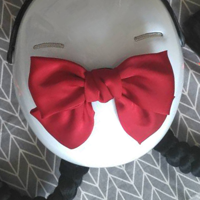 Helmet Decoration Bow with Braids for Motorcycle Helmets - Red & Wine Red