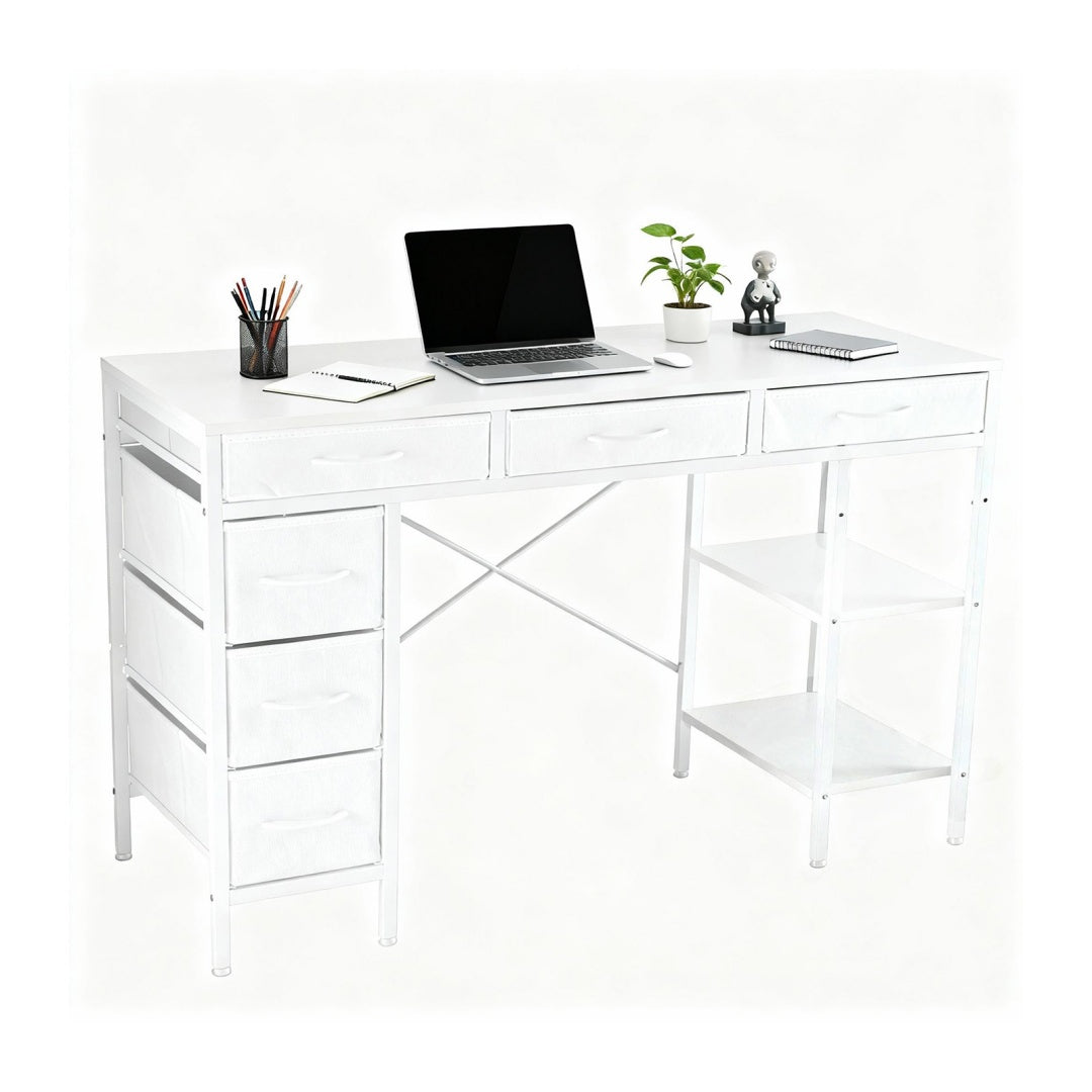55-Inch Computer Desk with 6 Drawers for Home Office Storage