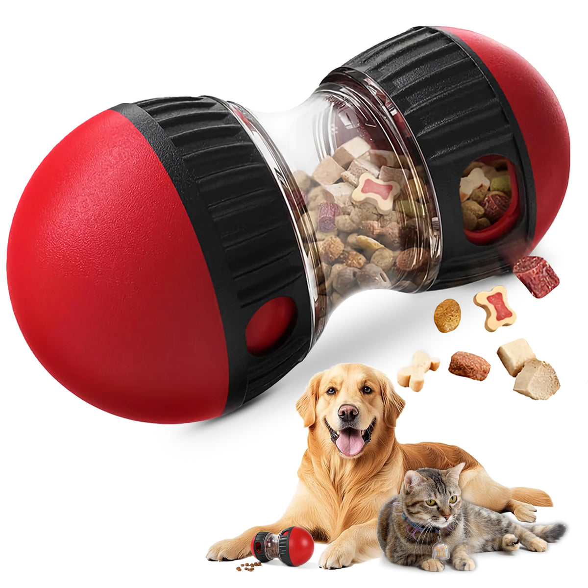 Dog Puzzle Toy with Treat Dispenser - Adjustable Slow Feeder & Interactive Chase Toy for Small to Large Dogs
