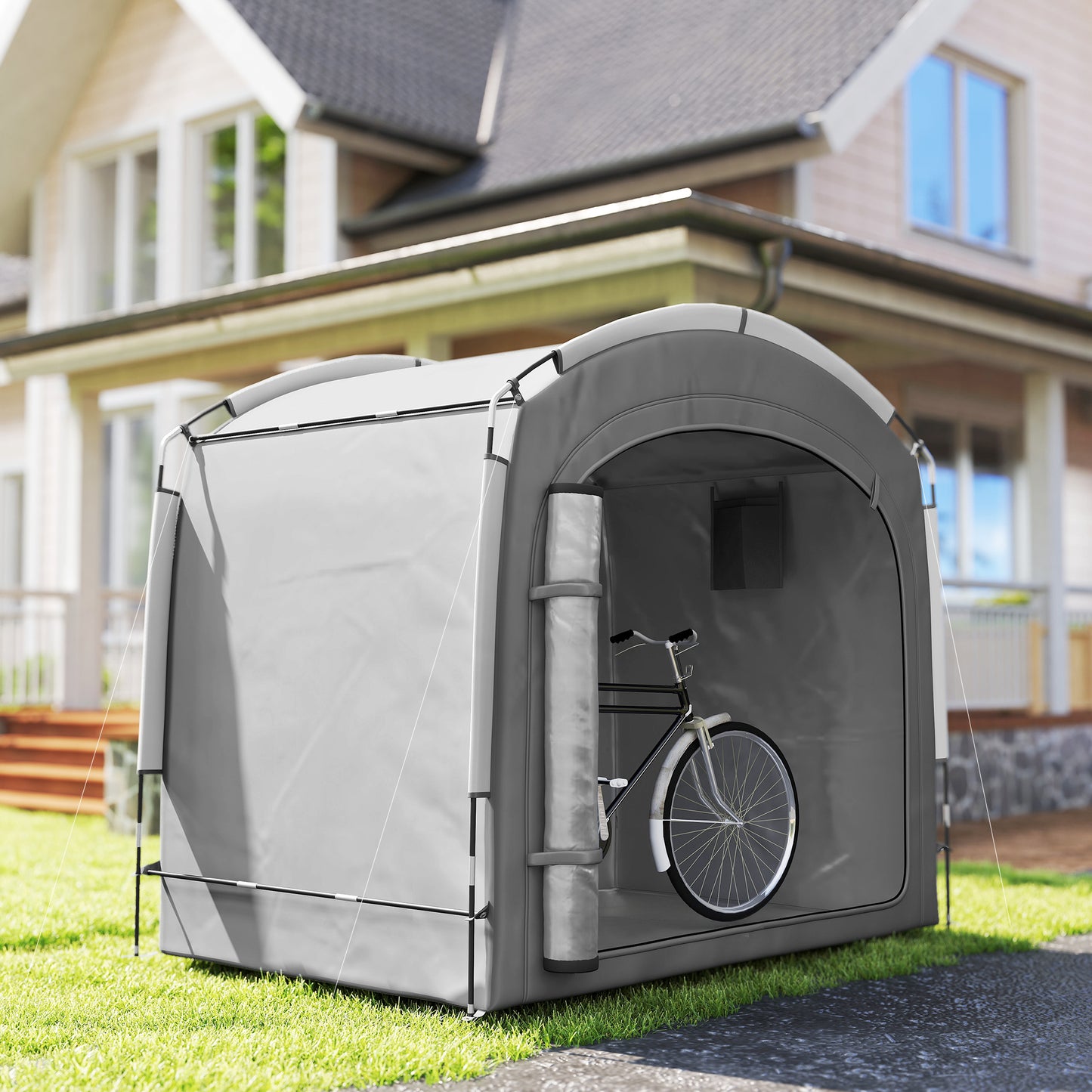 Portable Waterproof Bike Storage Shed for 3-4 Bicycles - Dark Gray
