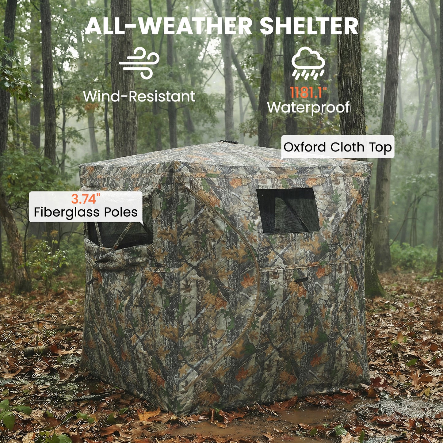 2-Person Camouflage Pop-Up Hunting Blind with 270-Degree View