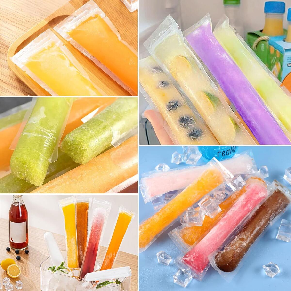 320 Popsicle Bags with 2 Orange Funnels - Ice Pop Pouch Set