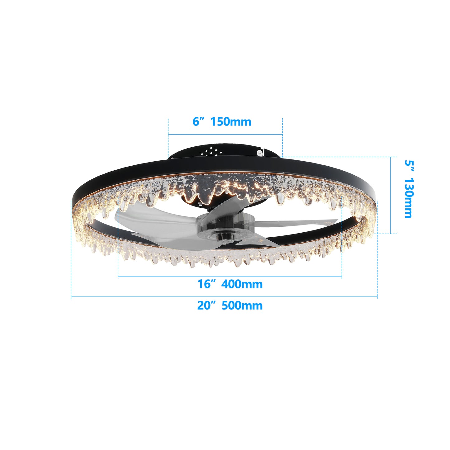 20-Inch Smart Flush Mount Ceiling Fan with LED Light & Remote Control