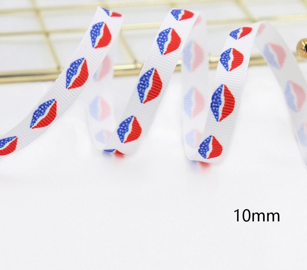 Stars and Stripes Ribbon Dovetail Bowknot Hair Accessory - Multiple Colors & Lengths