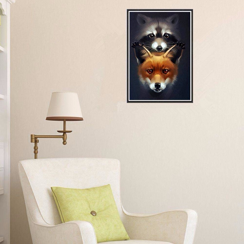 Diamond Painting Kit Raccoon and Fox Art Cross Stitch Home Decor
