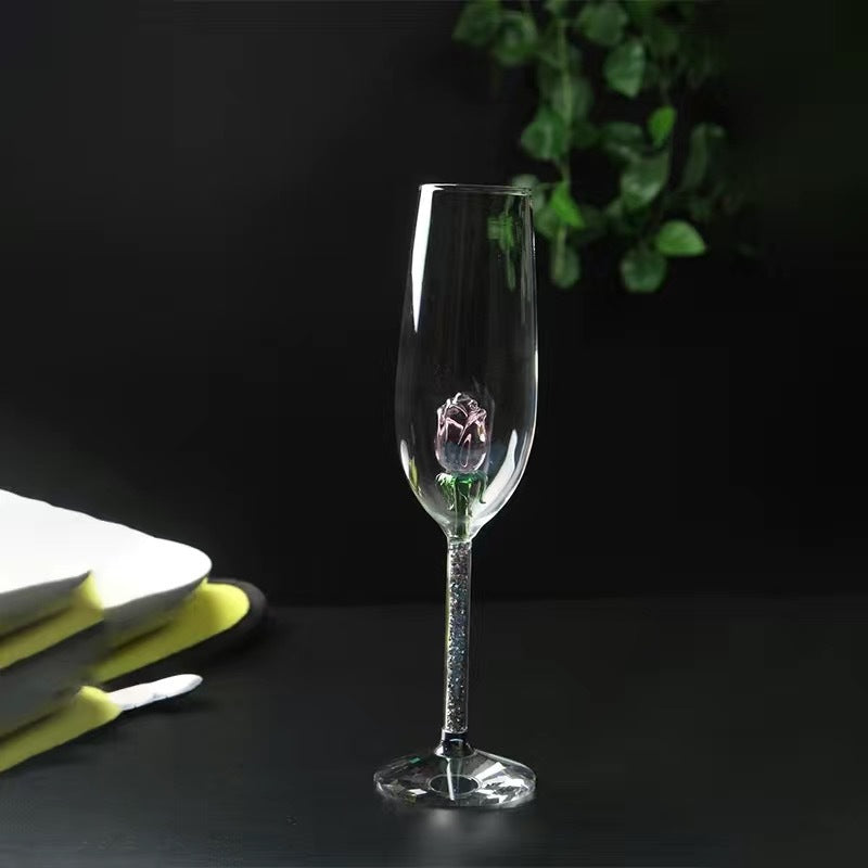Elegant Rose Champagne Glass Set - Multiple Colors, Fashion Drinkware