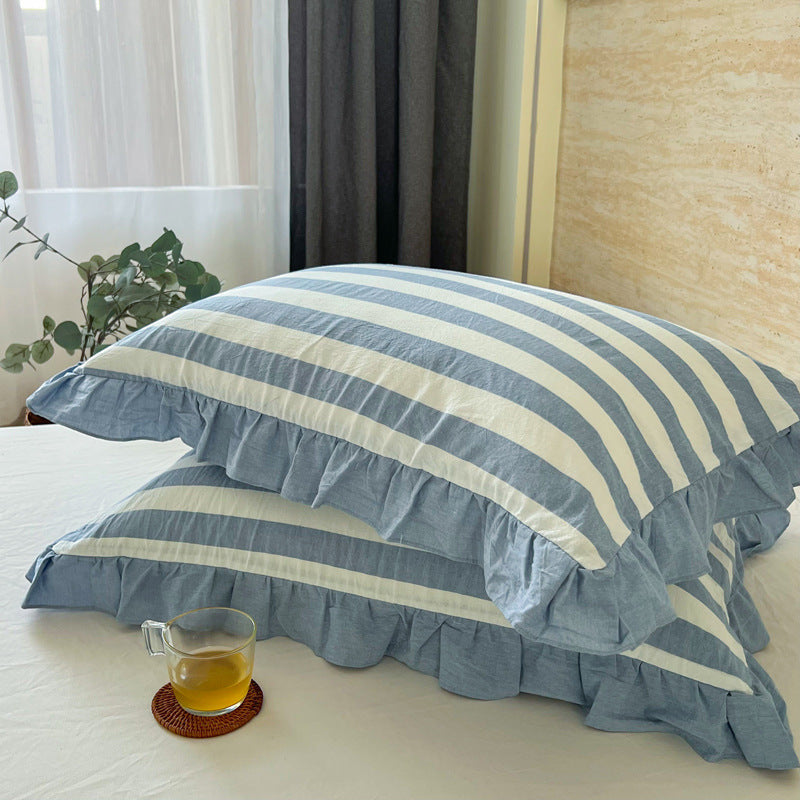 Washed Cotton Lace Pillowcase - Elegant Bedding Cover for Home Decor