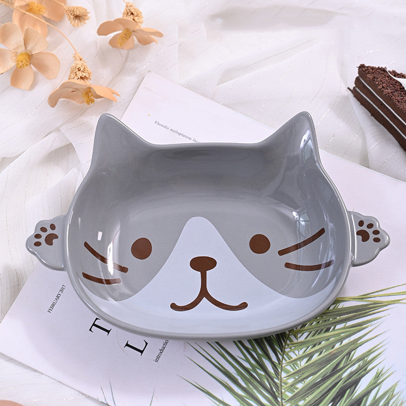 Japanese-Style Ceramic Cat's Claw Deep Plate - Double-Ear Porcelain Tray