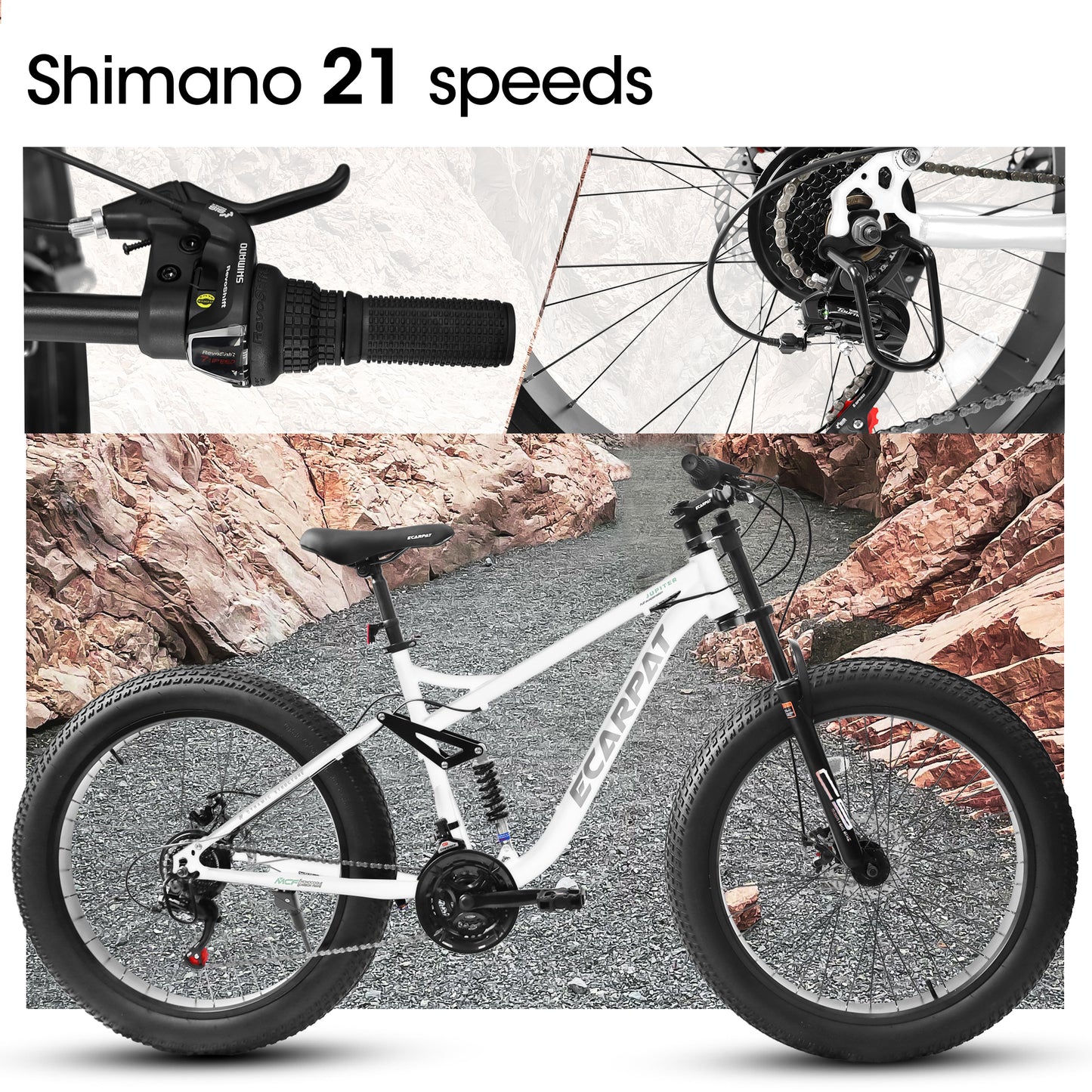 26 Inch Full-Suspension Mountain Bike with 21 Speeds & Disc Brakes
