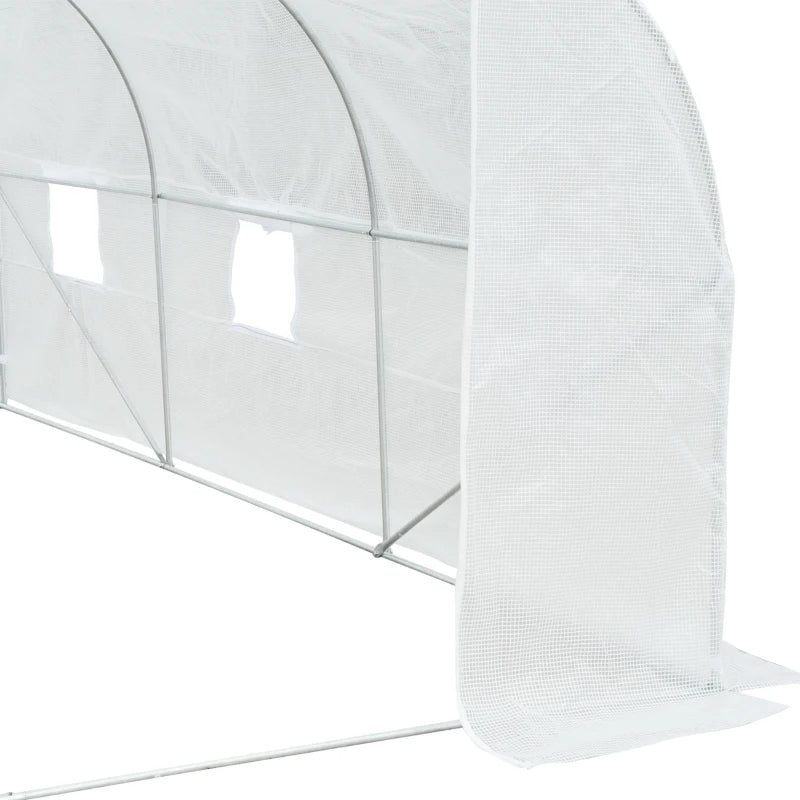 Outdoor Walk-In Greenhouse Tunnel with Roll-Up Windows and Heavy Duty Steel Frame