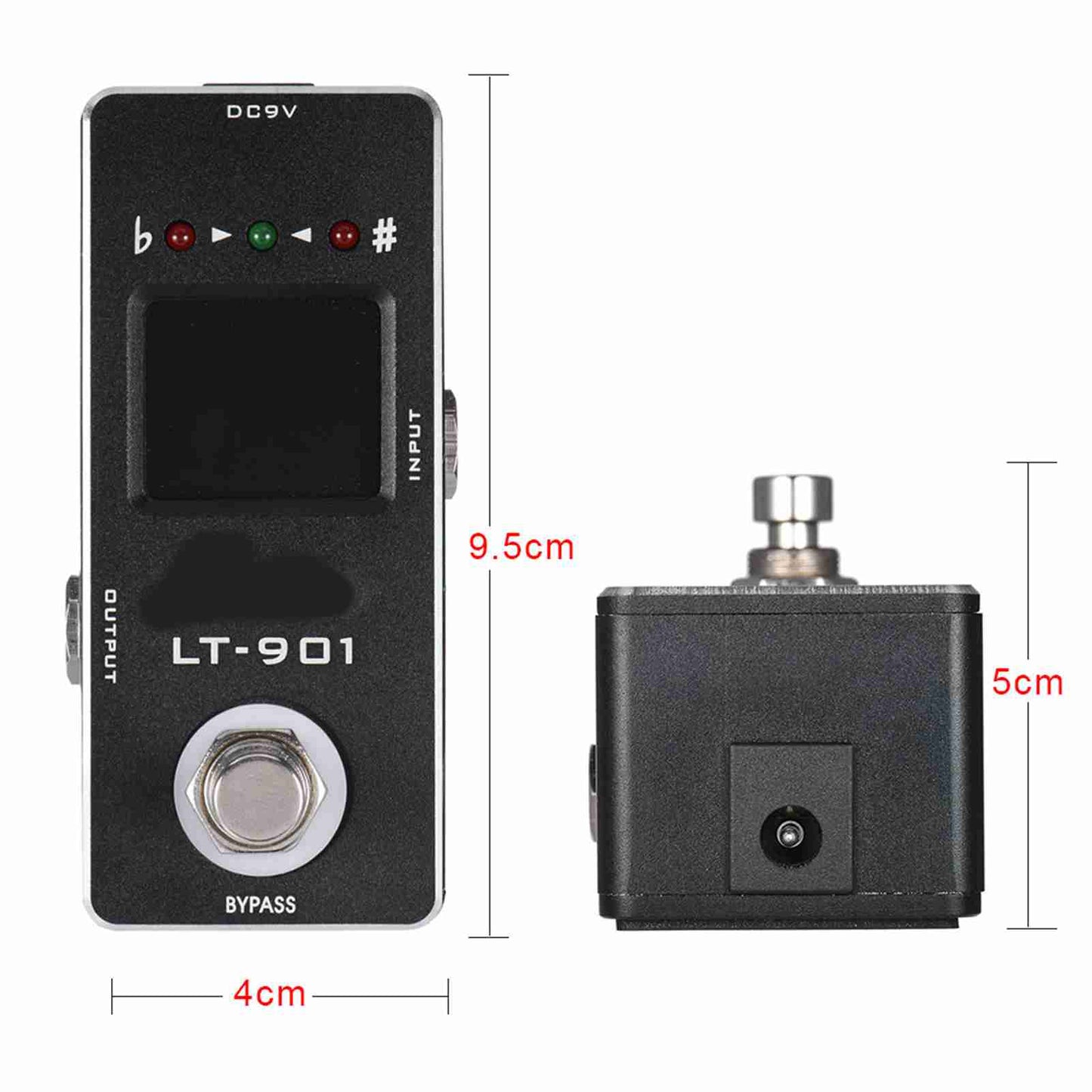 Mini Chromatic Guitar Tuner Pedal with True Bypass & LCD Display