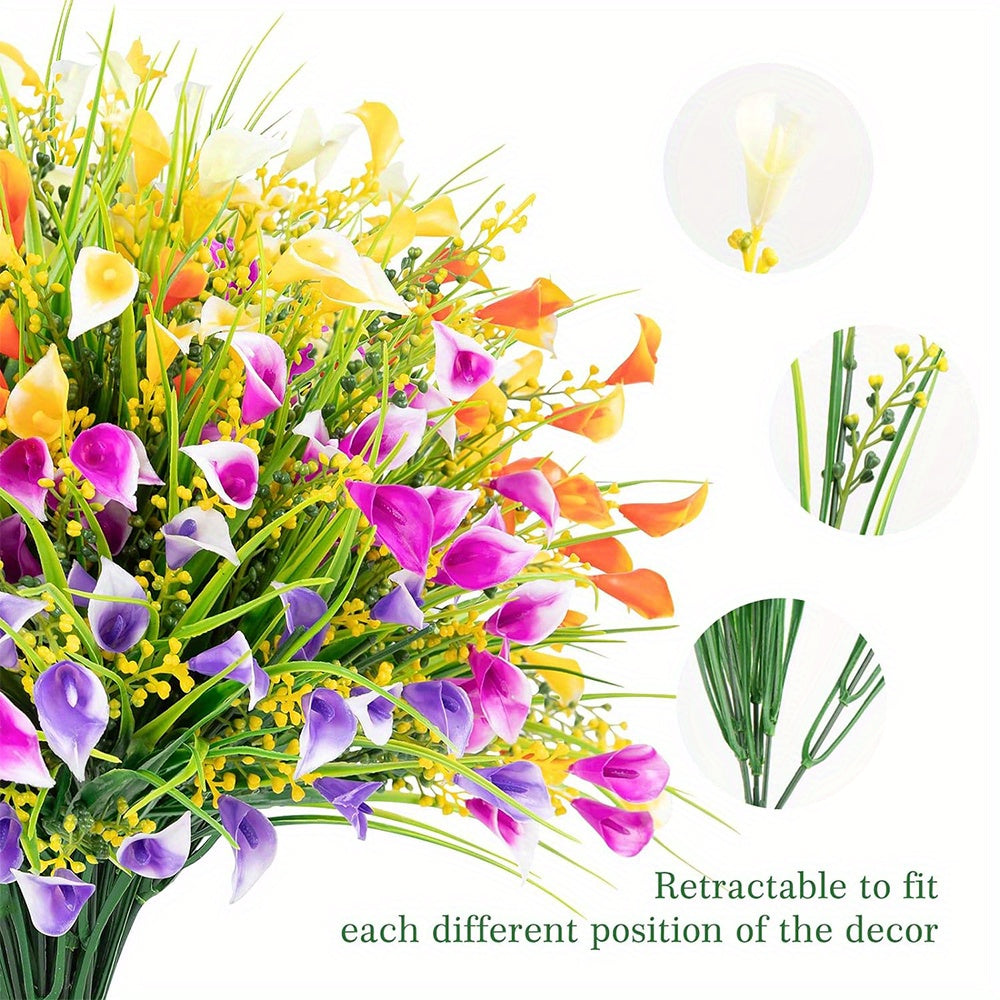 Artificial Calla Lilies - UV-Resistant Faux Flowers, 5 Mixed Colors
