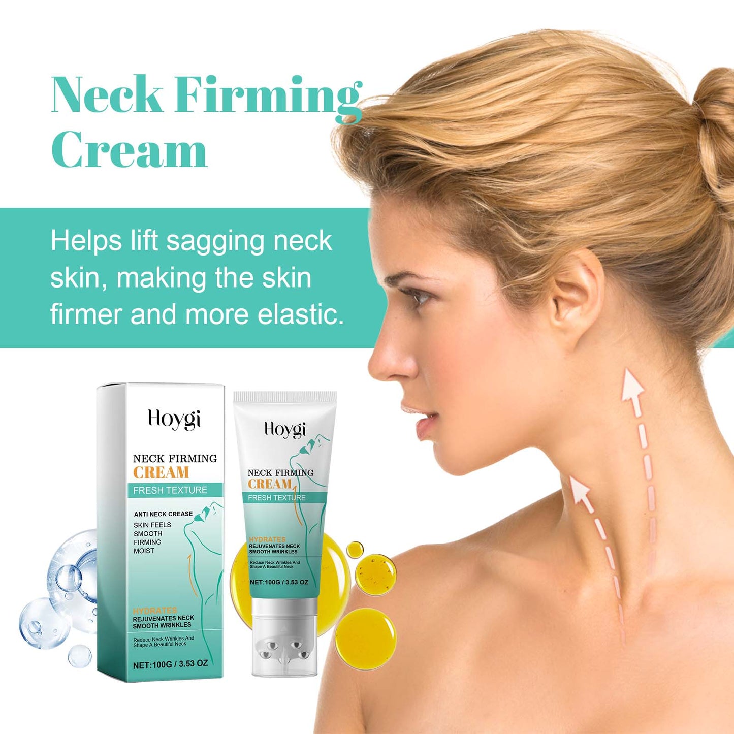 Neck Firming Cream with Metal Roller - Anti-Aging & Skin Tightening