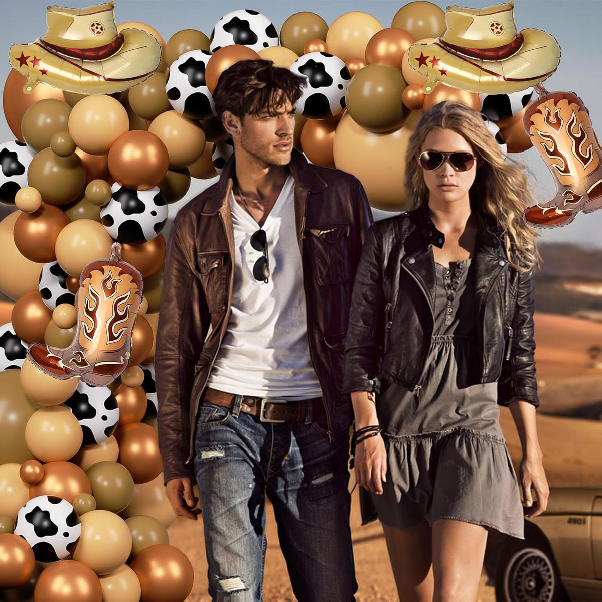 Retro Western Denim Balloon Set - Holiday Party Decorations, 125pcs
