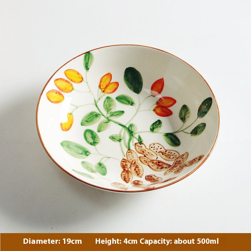 Hand Painted Ceramic Dinner Plate - Underglaze Color Japanese Style Tableware