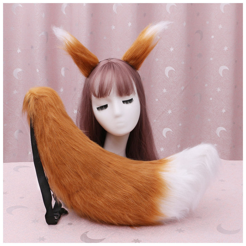 Cute Plush Fox Ear Headband with Tail for Parties and Photos - Multiple Colors