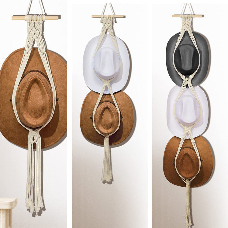 Multi-Layer Wall-Mounted Storage Rack with Clip-On Tassel Ornaments