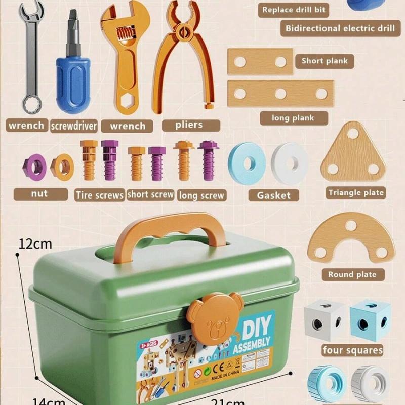126-Piece Wooden Building & Tool Set for Kids - STEM Educational Toys