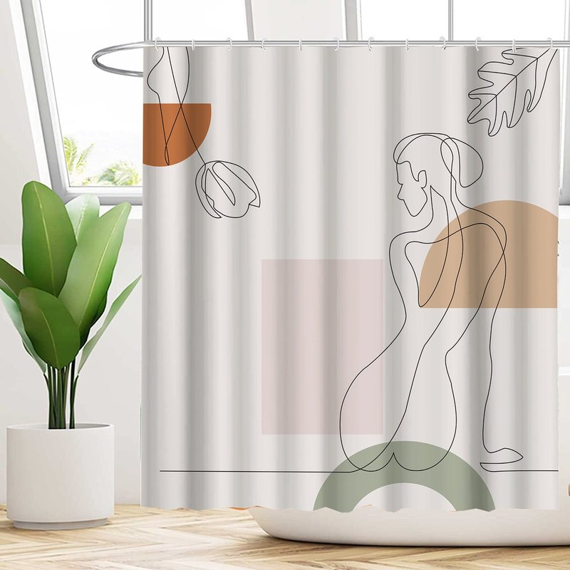 Waterproof Shower Curtain with Flower Pattern - Mildew-Resistant Bathroom Decor