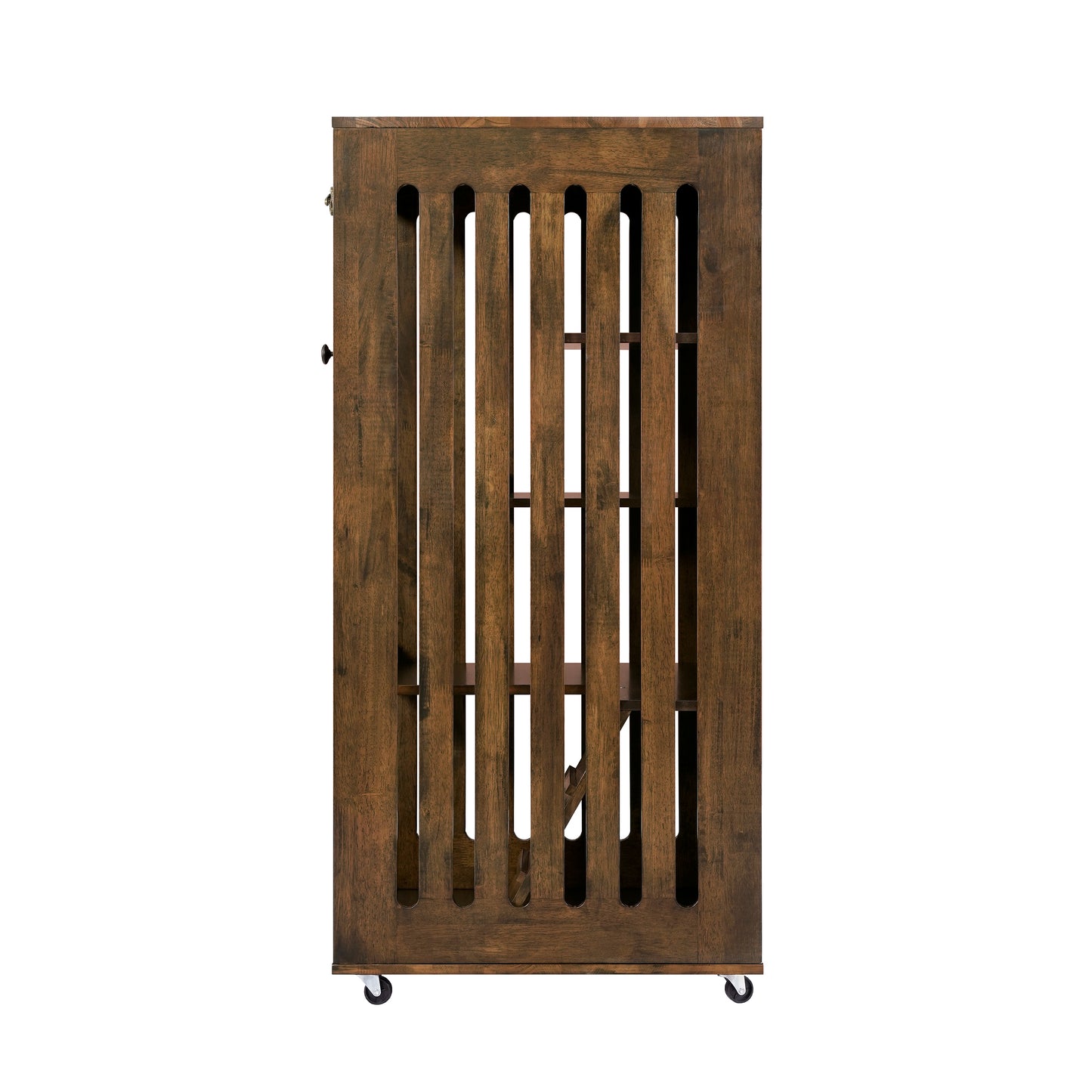 Indoor Rubber Wood Cat Enclosure with Multi-Level Shelves & Lockable Door - Brown Oak Finish