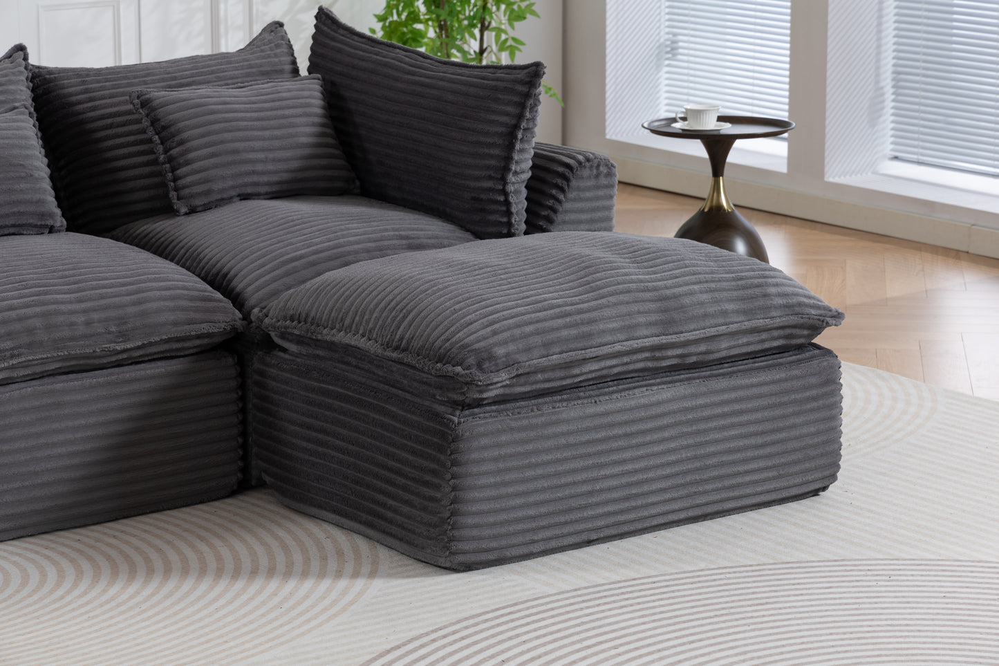 102.3" Modular Sectional Sofa - Comfy Corduroy in Antique Grey