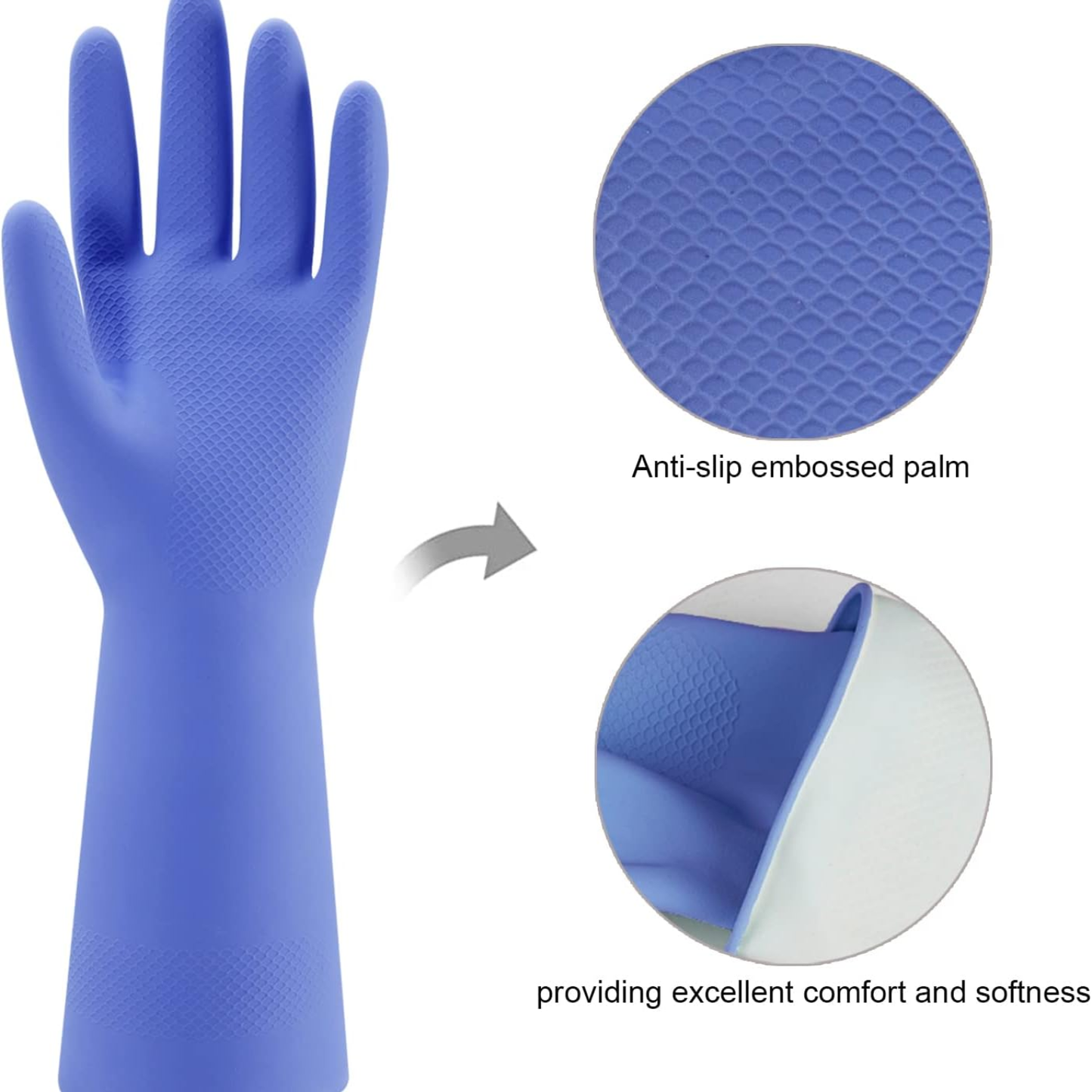 Multicolor Reusable Rubber Dishwashing Gloves - Household Cleaning, Flexible & Non-Slip, 4 Pairs