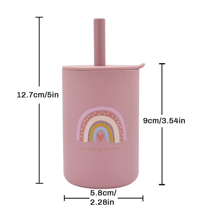 Leak-Proof Silicone Children's Drinking Cup with Straw and Suction Base